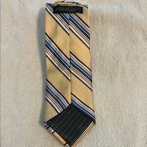 Piattelli Gold and Blue Striped Tie